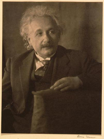 Albert Einstein, half-length portrait, seated, facing right | year 1931 by photographer Doris Ulmann