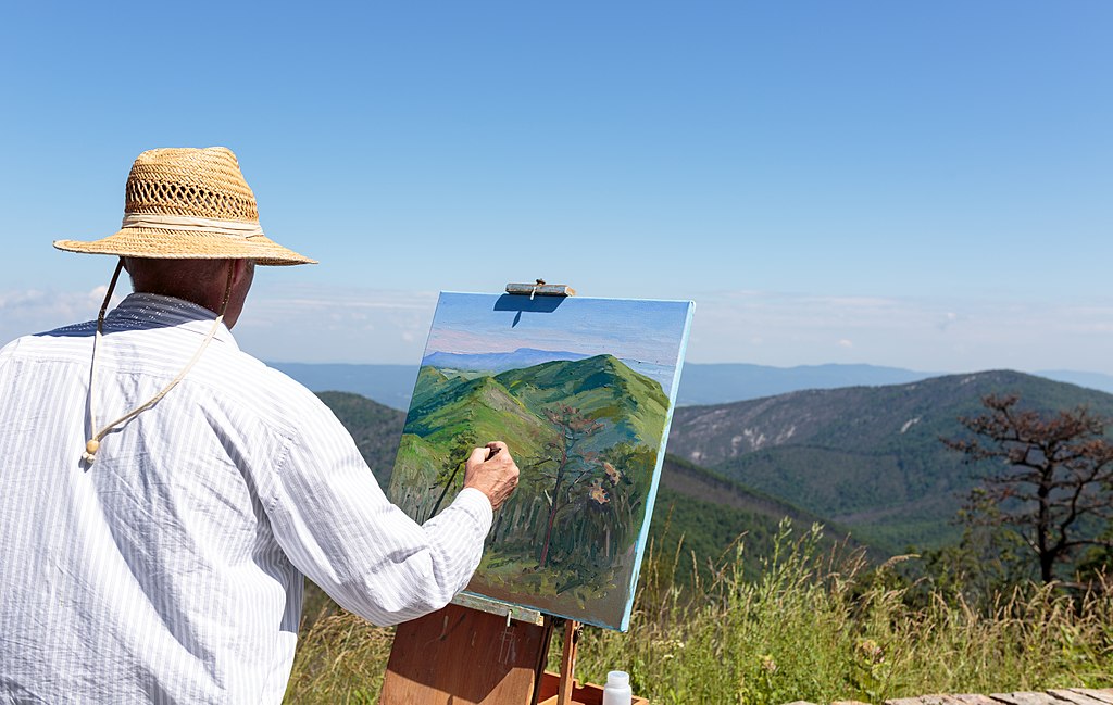 Artist-in-Residence, Kevin H. Adams, invited visitors to join him along Skyline Drive and vistas in June 2017. Kevin supplied materials and tips, and Shenandoah supplied the inspiration! | commons.wikimedia.org | Shenandoah National Park from Virginia