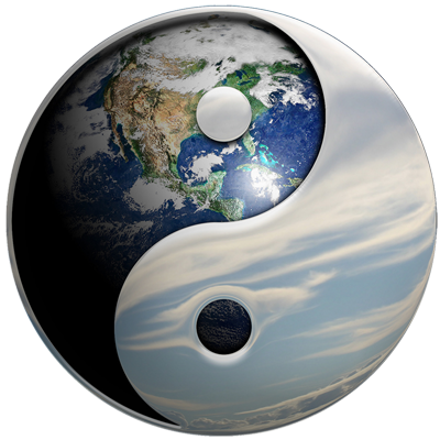 A remix of the traditional Chinese Yin-Yang symbol using the Earth and the Sky | commons.wikimedia.org | Donkey Hotey