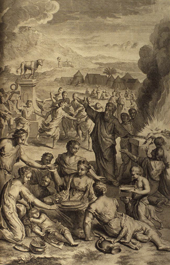 Figures The Golden Calf | commons.wikimedia.org |illustrators of the 1728 Figures de la Bible, Gerard Hoet (1648–1733) and others, published by P. de Hondt in The Hague in 1728
