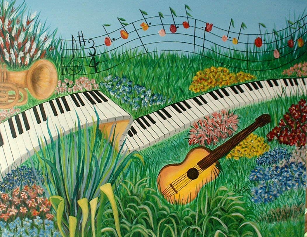 Musical Garden - Original Oil Painting of Artist Inspiration of Music | commons.wikimedia.org | ArtDesignsbyK