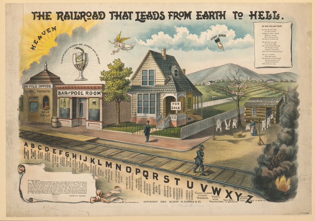 The railroad that leads from earth to hell / Andrew B. Graham, Lith. Washington, D.C. Abstract/medium: 1 print : lithograph, color ; sheet 65.5 x 94.5 cm. | commons.wikimedia.org | A.B. Graham Co.