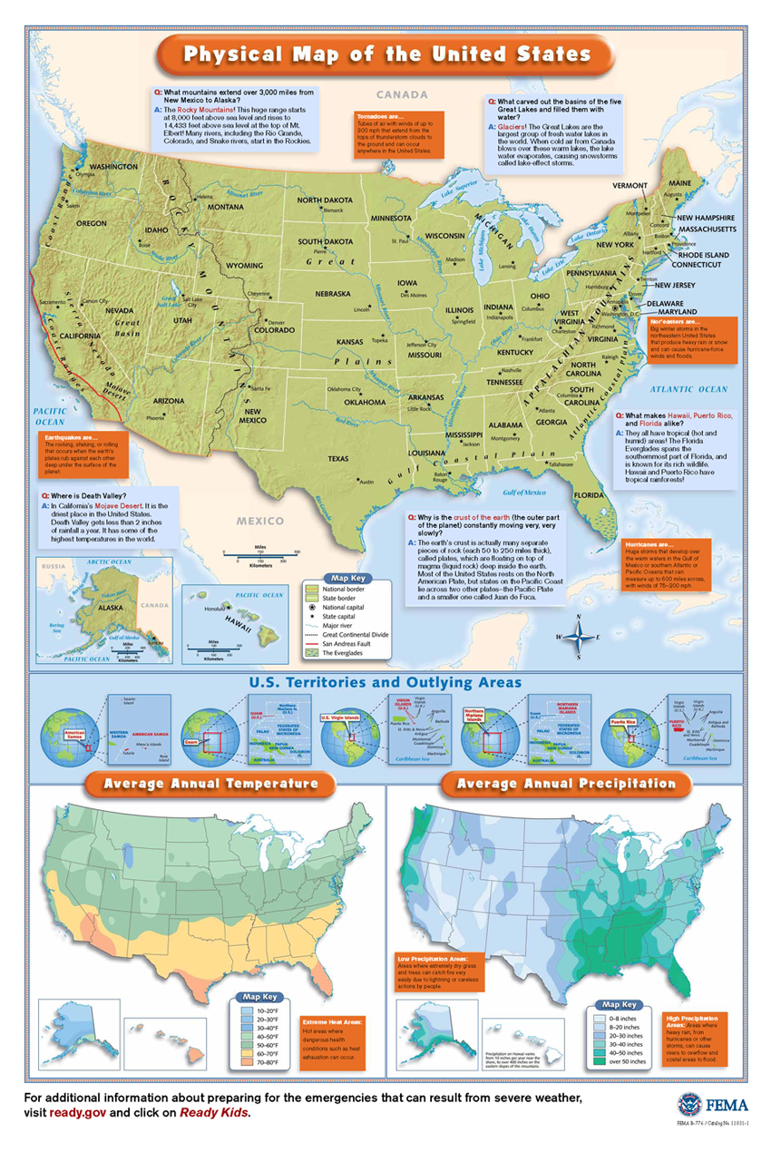 physical map of the united states