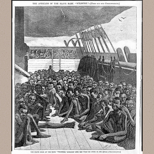 African men crowded onto a lower deck; African women crowded on an upper deck. | Library of Congress Prints and Photographs Division Washington, D.C. 20540 USA | Date Created/Published: 1860