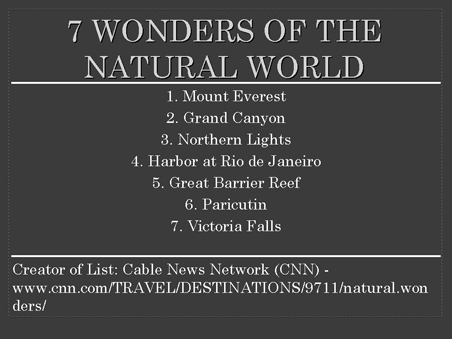 Seven Wonders of the Natural World