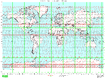 Map depicting coordinates of latitude and longitude